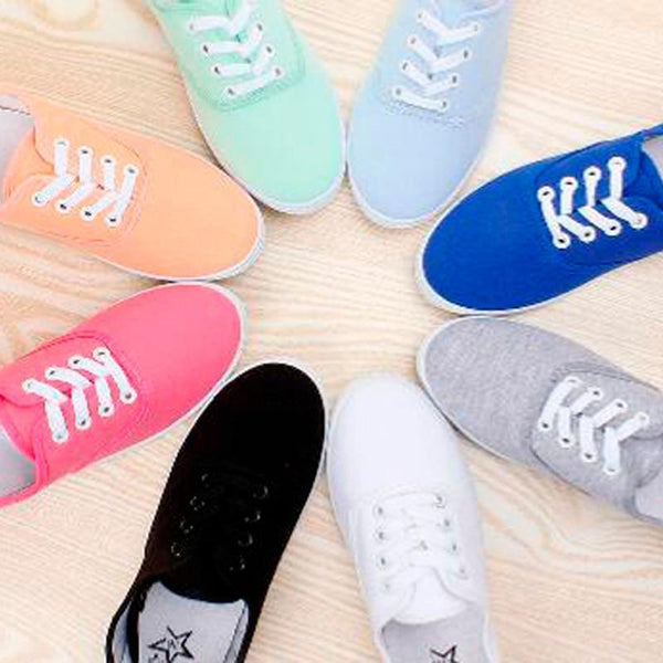 CITYCROSS plain women sneakers 2018 simple design flats lace up canvas shoes for girl's and women-Black-6.5-JadeMoghul Inc.