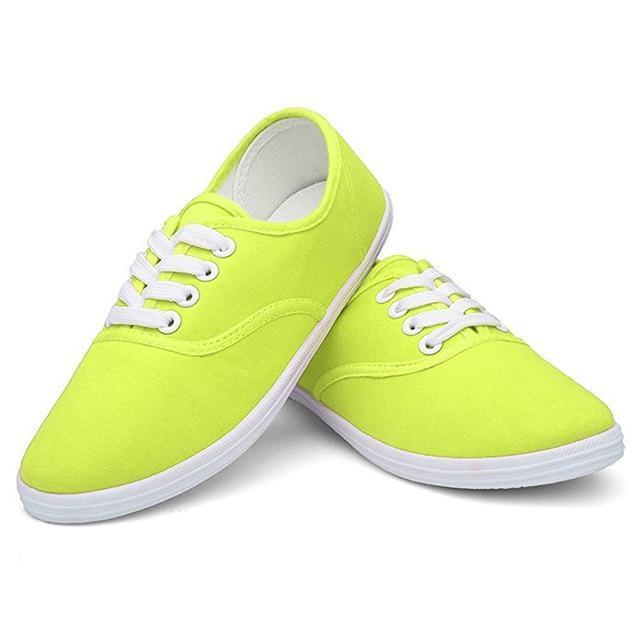 CITYCROSS plain women sneakers 2018 simple design flats lace up canvas shoes for girl's and women-Fluorescein-5.5-JadeMoghul Inc.