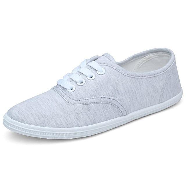 CITYCROSS plain women sneakers 2018 simple design flats lace up canvas shoes for girl's and women-Grey-5.5-JadeMoghul Inc.