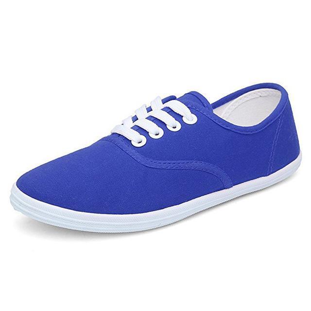 CITYCROSS plain women sneakers 2018 simple design flats lace up canvas shoes for girl's and women-Royal Blue-5.5-JadeMoghul Inc.