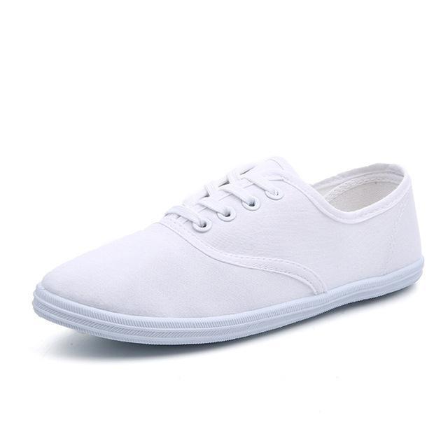 CITYCROSS plain women sneakers 2018 simple design flats lace up canvas shoes for girl's and women-White-6.5-JadeMoghul Inc.