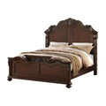 C.King Wooden Bed, Dark Walnut And Veneer Finish-Panel Beds-Dark Brown-Pine Wood Mdf W/ Cherry Veneer Faux Leather-JadeMoghul Inc.