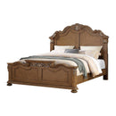 C.King Wooden Bed, Light Brown And Veneer Finish-Panel Beds-Light Brown-Pine Wood Mdf W. Cherry Veneer-JadeMoghul Inc.