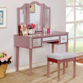 Clarisse Contemporary Vanity With Stool, Rose Gold-Makeup Mirrors-Rose Gold-Wood-JadeMoghul Inc.