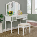 Clarisse Contemporary Vanity With Stool, White-Makeup Mirrors-White-Wood-JadeMoghul Inc.