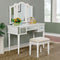 Clarisse Contemporary Vanity With Stool, White-Makeup Mirrors-White-Wood-JadeMoghul Inc.