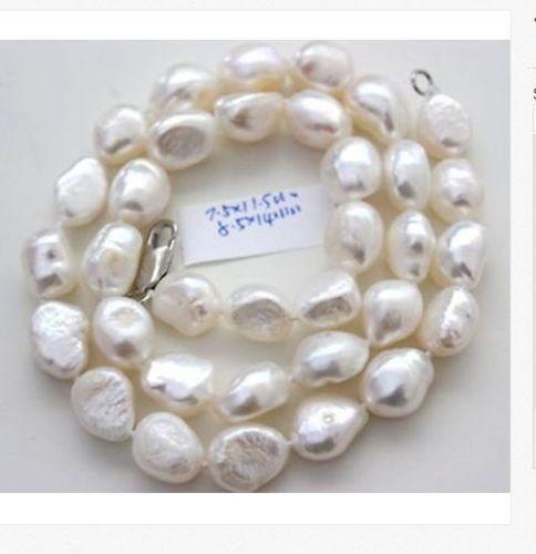 classic 8-10mm south sea natural baroque white pearl necklace 18inch--JadeMoghul Inc.