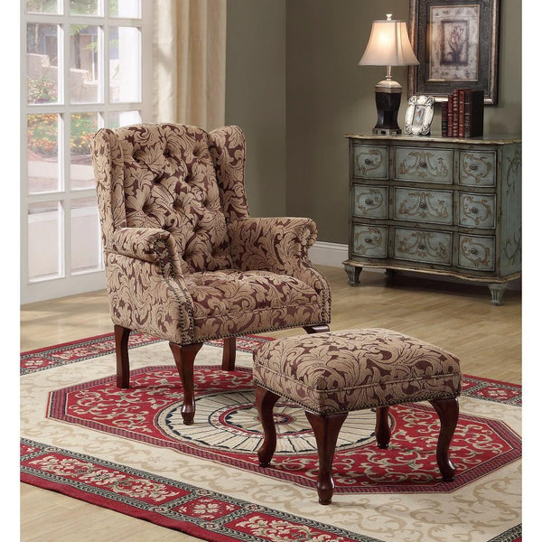 Classic Accent Chair With Ottoman, Light Brown-Living Room Furniture Sets-Light Brown-MDF-JadeMoghul Inc.