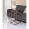 Classic Brown Wooden Top Snack Table With Chrome Legs-Console Tables-Brown-Wood And Metal-JadeMoghul Inc.