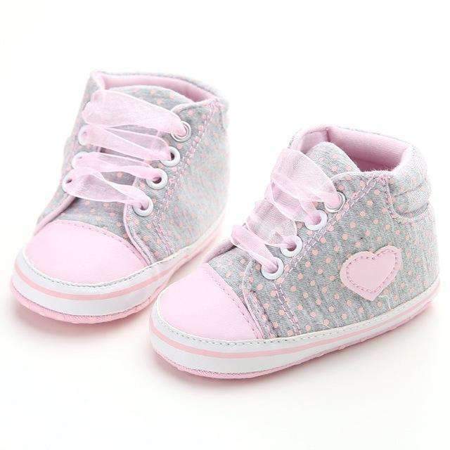 Classic Casual Baby Shoes Toddler Newborn Polka Dots Baby Girls Autumn Lace-Up First Walkers Sneakers Shoes-Grey-13-18 Months-JadeMoghul Inc.