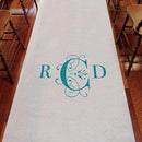 Classic Deco Monogram Personalized Aisle Runner White With Hearts Pewter Grey (Pack of 1)-Aisle Runners-Dark Pink-JadeMoghul Inc.
