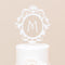 Classic Floating Monogram White Acrylic Cake Topper (Pack of 1)-Wedding Cake Toppers-JadeMoghul Inc.