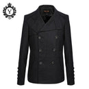 Classic Men's Wool Jacket Coat Male Winter Coats Solid Black Slim Jackets Fashion Turn-down Collar Trench Coat Men-Black-S-JadeMoghul Inc.