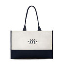 Classic Script Initial Tote - Navy Letter "A" (Pack of 1)-Personalized Gifts for Women-JadeMoghul Inc.