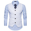 Classic Sleeveless Waistcoat For Men - New Striped Suit Vest - Slim Fit Formal Vest-White-S-JadeMoghul Inc.