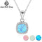 Classic Square White Pink Blue Opal Necklaces & Pendants Zirconia 925 Sterling Silver Necklace Gift For Women (Lam Hub Fong)-White-JadeMoghul Inc.