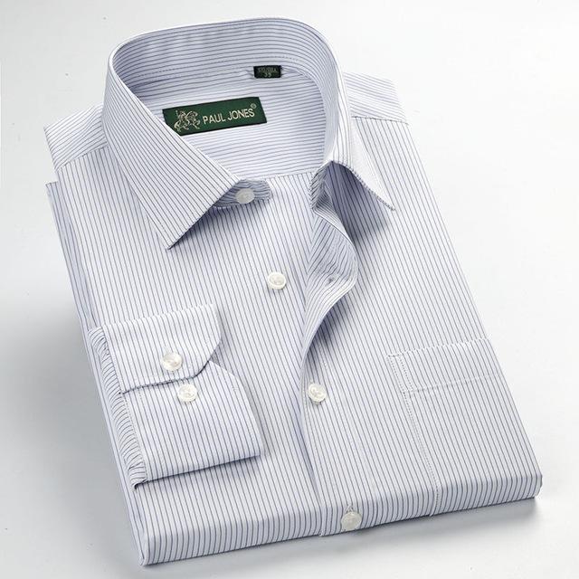 Classic Striped Men Dress Shirt / Long Sleeve Business Formal Shirt-5515-Asian size S-JadeMoghul Inc.