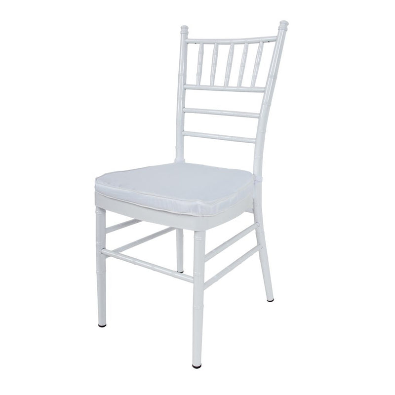 Classic Style Aluminum Chair with Slatted Backrest and Tapered Legs, Glossy White-Accent Chairs-White-Aluminum-JadeMoghul Inc.