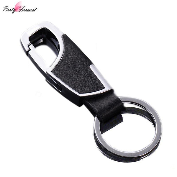 Classic Style Men Keychain Male Car Keyring Genuine Leather Key Chain Man's Waist/Strap Metal Auto Key Holder Gift For Men YS027-silver black leather-JadeMoghul Inc.