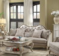 Classic wooden Sofa with 5 Pillows, Beige-Sofas-Beige-Upholstery Wood-JadeMoghul Inc.