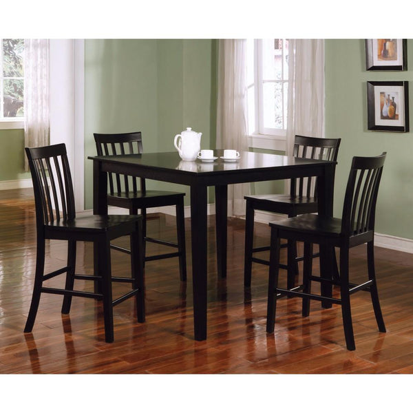 Classy 5 Piece Wooden Counter Height Dining Set, Black-Dining Sets-Black-MDF-JadeMoghul Inc.