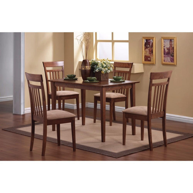 Classy 5 Piece Wooden Dining Table Set, Brown-Dining Sets-Brown-ASIAN TROPICAL WOOD-Walnut-JadeMoghul Inc.