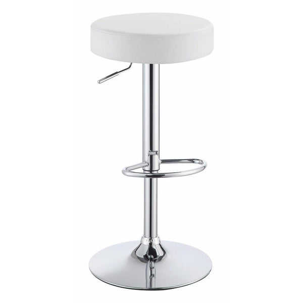 Classy Backless Adjustable Height Bar Stool, White-Bar Stools and Counter Stools-White-Metal/Upholstery-White-JadeMoghul Inc.