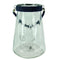 Clear Glass Lantern With Rope, Dark Blue-Panel Beds-Blue-Glass-JadeMoghul Inc.