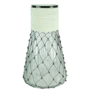 Clear Glass Vase With Chicken Wire, White-Vases-White-Glass-JadeMoghul Inc.