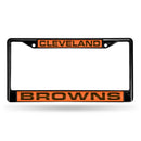 Cadillac License Plate Frame Cleveland Browns Black Laser Chrome Frame