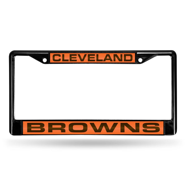 Cadillac License Plate Frame Cleveland Browns Black Laser Chrome Frame