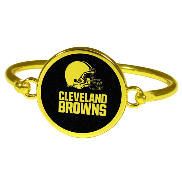 Cleveland Browns Gold Tone Bangle Bracelet-NFL,Cleveland Browns,Jewelry & Accessories-JadeMoghul Inc.