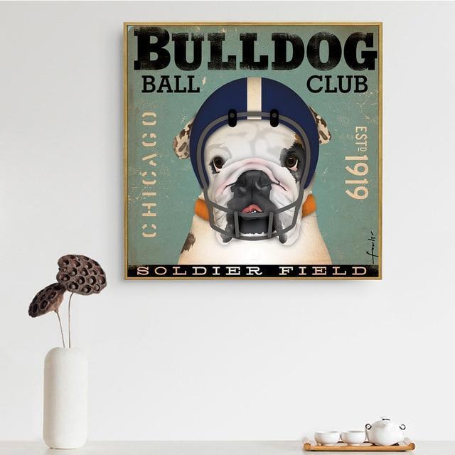Clever Music Dog Cute Animals Pug Rock Bulldog Canvas Painting Living Room Decoration Hanging Wall Art Pictures Cuadros-20x20 CM No Framed-Orange-JadeMoghul Inc.