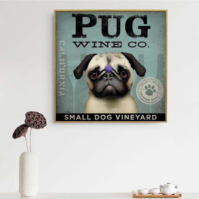 Clever Music Dog Cute Animals Pug Rock Bulldog Canvas Painting Living Room Decoration Hanging Wall Art Pictures Cuadros-20x20 CM No Framed-Violet-JadeMoghul Inc.