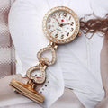 Clip-On Quartz Heart-Shaped Hanging Pin Watch-Rose Gold-JadeMoghul Inc.