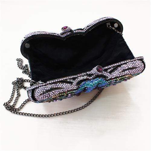 Clutch Purse LO2367 Ruthenium White Metal Clutch with Top Grade Crystal