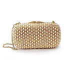 Clutch Purse LO2377 Gold White Metal Clutch with Top Grade Crystal