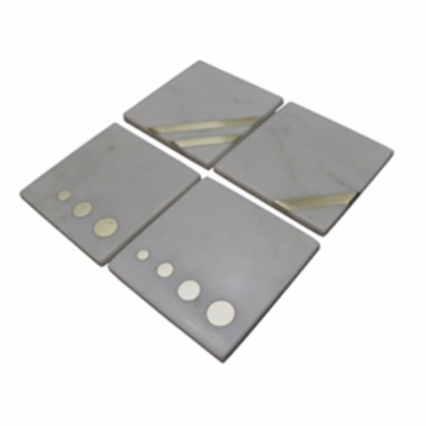 Coasters Sophisticated Square Marble Coasters, Set Of 4, Gray Benzara