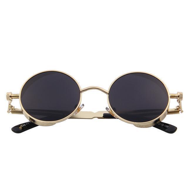 Coating Mirrored Sunglasses / Round Circle Sun-Glasses-C03 Gold Black-JadeMoghul Inc.