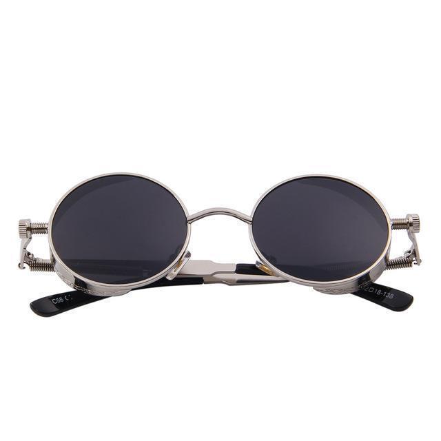 Coating Mirrored Sunglasses / Round Circle Sun-Glasses-C08 Silver Black-JadeMoghul Inc.