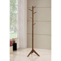 Coatracks and Umbrella Stands Sturdy Metal Coat Rack with Six Pegs, Brown Benzara