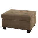 Cocktail Ottoman In Light Brown Waffle Suede Fabric