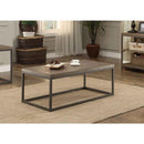 Cocktail Table In Metal Frame With Grey Weathered Wood, Grey-Coffee Tables-Gray-Wood & Marble-JadeMoghul Inc.