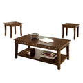 Coffee Table Sets Solid Wood Coffee & End Tables Set, Dark Brown, Pack of 3 Benzara