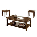 Coffee Table Sets Solid Wood Coffee & End Tables Set, Dark Brown, Pack of 3 Benzara