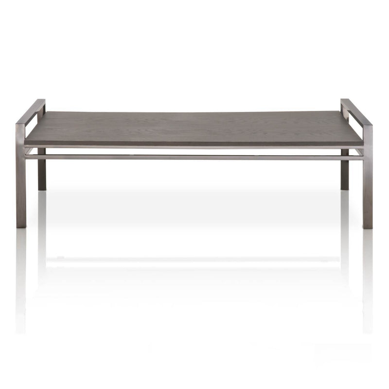 Coffee Table With metal Base Black Wash-Coffee Tables-Black-Oak Stainless Steel-JadeMoghul Inc.