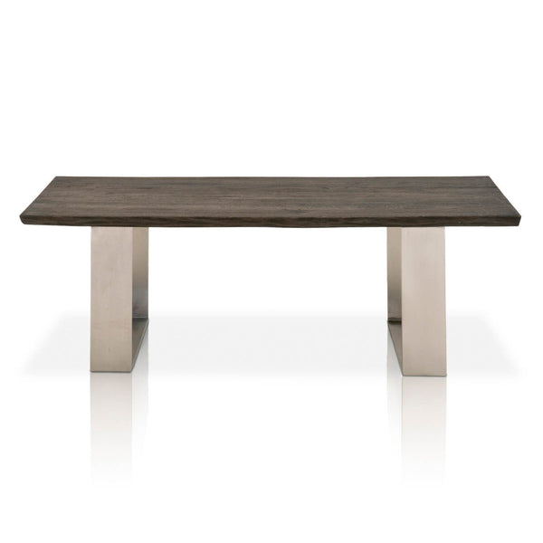 Coffee Table With U Shaped Legs Charcoal Oak Brown-Coffee Tables-Brown-Solid Oak Nickel-JadeMoghul Inc.