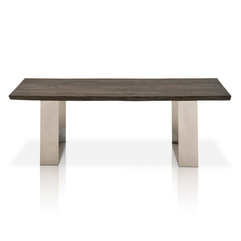 Coffee Table With U Shaped Legs Charcoal Oak Brown-Coffee Tables-Brown-Solid Oak Nickel-JadeMoghul Inc.