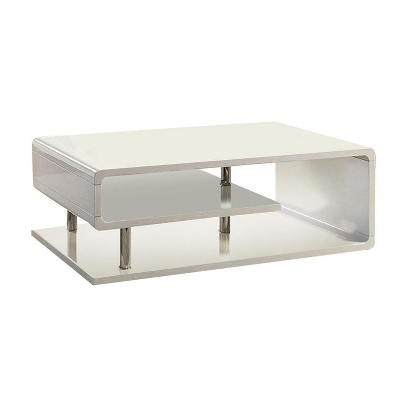 Coffee Tables Ninove I Contemporary Style Coffee Table, White Benzara