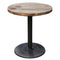 Coffee Tables Pine Wood Round Table with Iron Pedestal Style Base, Brown and Black Benzara